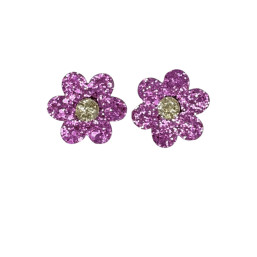 Set of 2 Glitter Flower Clips - purple